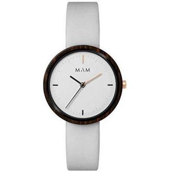 Reloj Madera Mam 658 Plano Ébano Mujer Piel Gris