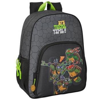 Mochila Escolar Adaptable a Carro Tortugas Ninja Negro Gris 33 x 42 x 14 cm, cómoda y versátil, ideal para niños en edad escolar, calidad y resistencia
