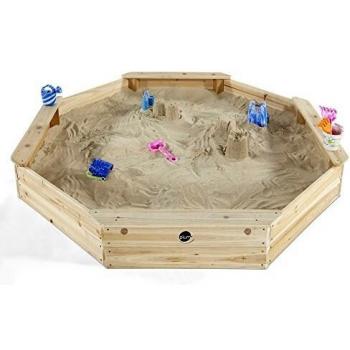 Caja de arena gigante Plum® para niños de madera con bancos y cubierta protectora 177x177x23 cm