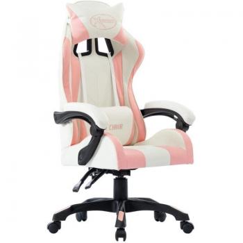 Silla Sillón Giratorio para Oficina y Videojuegos en Piel Sintética Rosa