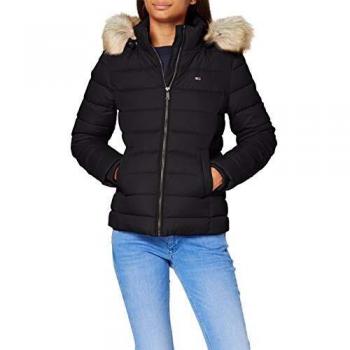 Tommy Jeans TJW BASIC HOODED DOWN JACKET Women's Jacket in Black, Quilted Hooded Jacket with Removable Hood, Sizes: XS