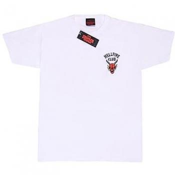 Camiseta Unisex de Manga Corta Blanco Stranger Things Hellfire Club XXL