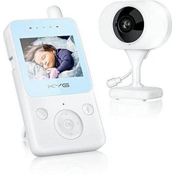 KYG Vigilabebés Inalambrico Bebé Monitor Inteligente con LCD 2.4 Pulgadas, Modo VOX Cámara Visión Nocturna Alarma de Temperatura Monitor Conexión Estable