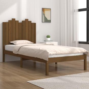 Cama solar sin colchón de ámbar en madera maciza 100x200 cm, estructura de cama de madera maciza pino marrón miel 100x200 cm