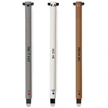 Legami - Juego de 3 bolígrafos de gel borrables - Tinta termosensible - Diámetro de la punta 0,7 mm - Altura 15 cm - Tinta de color rojo, negro, azul