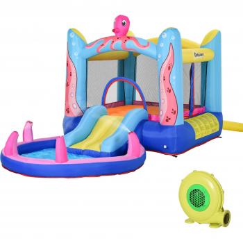 Castillo Hinchable con Tobogán, Cama de Salto y Piscina para Niños de +3 Años