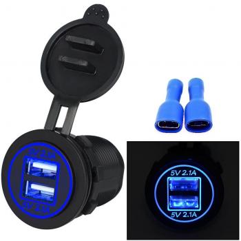 TurnRaise 4.2A Toma USB Cargador para Coche Barco Motocicleta 12-24 Voltios IP66