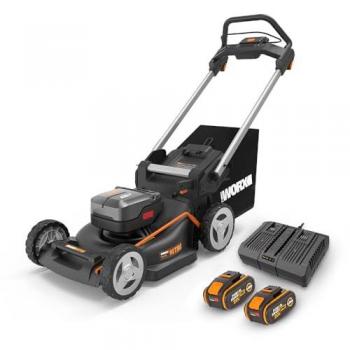 Cortacésped a batería Worx Nitro WG748E - 40V, motor sin escobillas, ancho de corte 46 cm, incluye doble cargador rápido y 2 baterías de 4Ah
