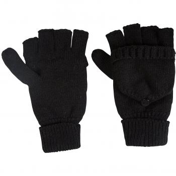 Mountain Warehouse Mitones de Punto con Capucha de manopla, con Forro Polar y puños elásticos para un Mejor Ajuste. Gran Comodidad Gracias a su diseño Convertible Negro Talla única