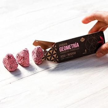 Incienso Triangular Rosa Frankincense Sagrada Madre - Sagrada Geometría - Amor y Purificación, incienso artesanal de rosas y olíbano, ideal para meditación y mindfulness, incluye 4 varillas