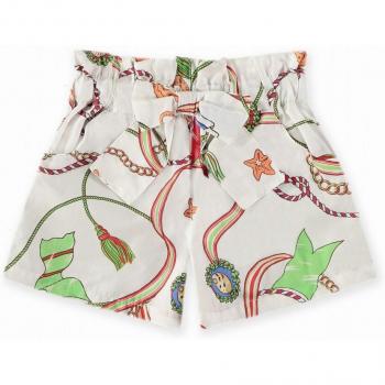 Bermuda de algodón con estampado y lazo decorativo