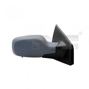 Espejo retrovisor derecho TYC 328-0107, compatible con vehículos específicos, diseño aerodinámico, acabado en negro, incluye soporte de montaje y ajuste manual