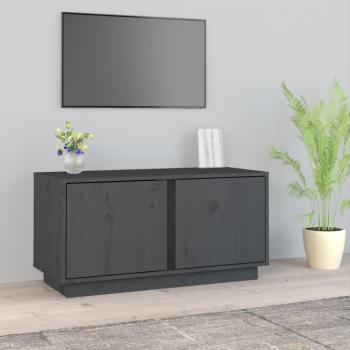 Mueble para TV de madera maciza de pino gris 80x35x40,5 cm