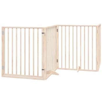 vidaXL Dog Gate with Door Foldable 4 Panels 320 cm Poplar Wood