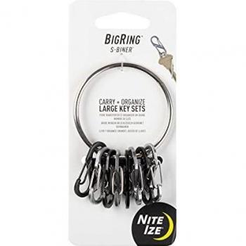 Anillo portachiavi NITE Ize BigRing 8 S-Biner Negro, Plata - Organizador con mosquetón (1 unidad)