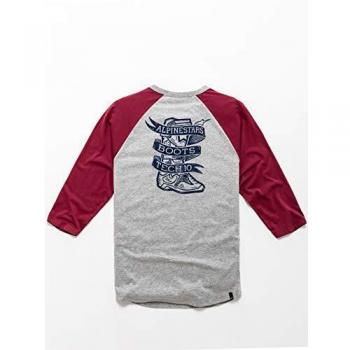 Alpinestars Booted Premium Raglan Camiseta, Grigio Antracite/Rosso, XL para Hombre
