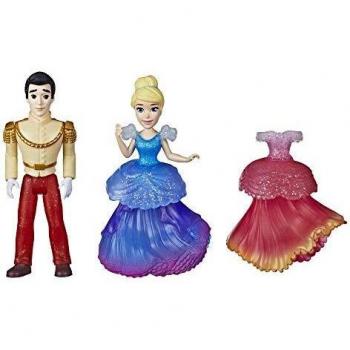 Disney Princess Cenicienta y Príncipe Encantador Coleccionable Pequeña Muñeca Real Clips Juguetes de Moda con Vestido Extra