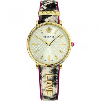 Versace Circle Gold Beige Elaph BIC Watch, Multicolor female, Size: ONE SIZE