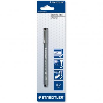 Staedtler Pigment Liner 308 - Blíster con Rotulador Calibrado - Trazo 0.2mm - Color Negro