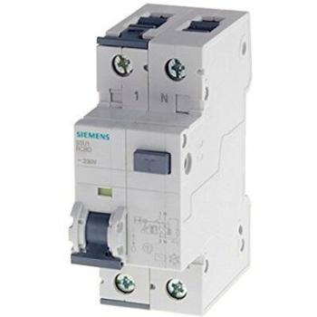 Interruptor Automático y Diferencial Siemens 5SU13546KK16, 2 Polos, 16 A, Sensibilidad 30 mA, Montaje en Carril DIN
