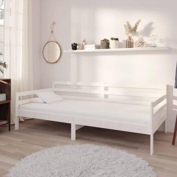 vidaXL Sofá Cama con Colchón de Madera de Pino Maciza Blanco 90x200 cm