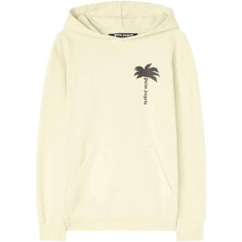 Palm Angels Men's Logo Cotton Hoodie in White | Size Large | PMBB058S24FLE001
