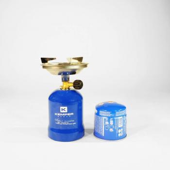 Estufa de gas 2200W con carcasa metálica + 4 cartuchos de gas de 190g para camping KEMPER