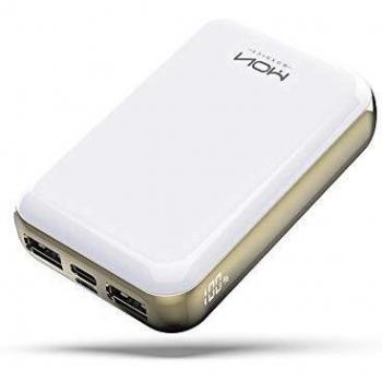 MOXNICE Bateria Externa Movil Power Bank 10000mAh, USB C Powerbank con 2 Salidas USB & Pantalla LCD para Teléfonos Inteligentes y Tabletas