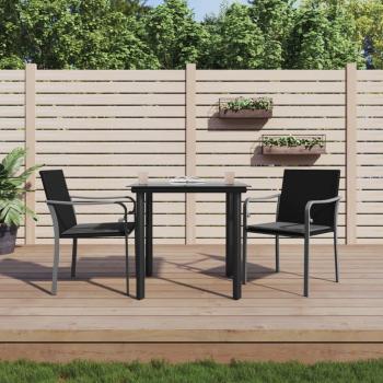 3-Piece Garden Dining Set with Cushions in Poly Rattan and Steel