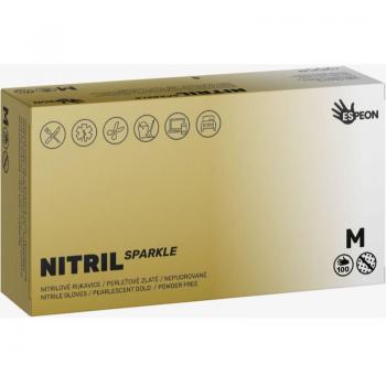 Espeon Nitril Sparkle Pearlescent Gold Powder-Free Nitrile Gloves Size M 2x50 pcs