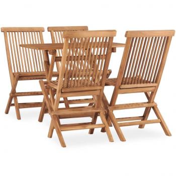 Set de comedor de jardín plegable 5 piezas de madera maciza de teca marrón
