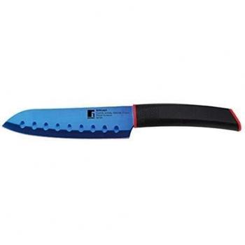 Bergner Cuchillo santoku, 17,5 cm, Color Negro, Azul y Rojo