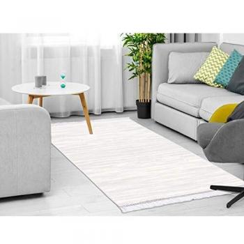 Homemania AKC-BIL-621 - Alfombra Estampada de Madera con 3 Estampados, Moderna, Color Crema, de Tela, 160 x 230 cm