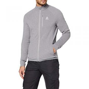 Odlo Chaqueta de forro polar Carve Ceramiwarm con cremallera para hombre, gris jaspeado, 3XL