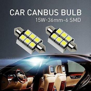 Mihaz 2 x 36mm 6-SMD Can-bus Error Fiesta 6418 C5W LED SMD Bombillas Para interior del coche Luces o matrícula Bombillas LED Xenon Blanco