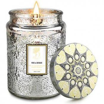 Velas Aromáticas Grandes, Vela Perfumada de Cera de Soja, 18 oz Tiempo de Combustión 125-150 Horas, Uso Diario, Relajarse y Aliviar el Estrés, Regalo, Regalos para Mujeres, Aroma de Rosa & Granada