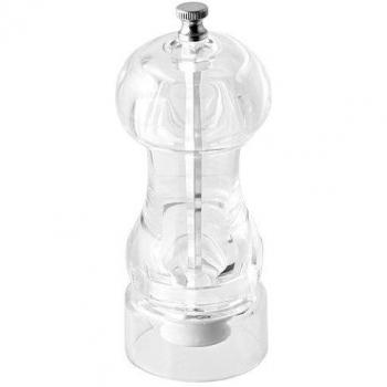 Fackelmann Alero o pimientero aliñar o condimentar Alimentos, acrílico azucarero Pimienta Cocina/Molinillo Sal Manual/salero y pimentero, 5 cm / 1 ud, Acero Inoxidable, transparete, 6x6x14,5cm