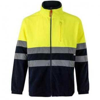 Chaqueta de Trabajo 3XL Al.Vis. 100% Poliéster Forro Polar Amari Bicolor Azul Marino y Amarillo Flúor
