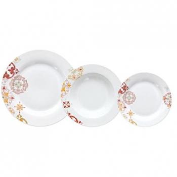 Vajilla de porcelana de 18 piezas Burdeos Mostaza Lola Home