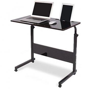 SogesFurniture Mesa Portátil Ordenador Ajustable con Ruedas, 80 * 40cm Sofá Mesa Mesas de Centro, con Ranura para Tableta, Negro 05#3-80BK-BH