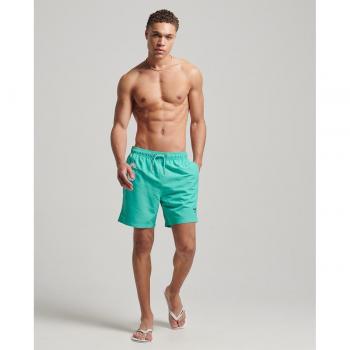 Bañador Superdry Vintage Logo verde turquesa con estampado hawaiano para hombre