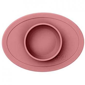 ezpz Tiny Bowl 4 Meses +. Bol 100% De Silicona Con Mantel Individual Incorporado Para Primeros Alimentos, Facilita El Baby Led Weaning. Se Adapta A Todas Las Bandejas De Trona, Rosa Pálido
