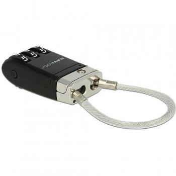 Candado USB Navilock 20647 con código numérico para seguridad de notebook, color negro
