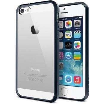 Spigen SGP10711 Ultra Hybrid - Funda iPhone SE / 5s / 5, color Transparente, Negro