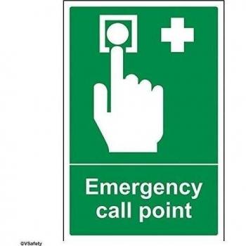 vsafety 23009 au-s llamada de emergencia punto condiciones de seguridad general señal, autoadhesivos, vertical, 200 mm x 300 mm, verde