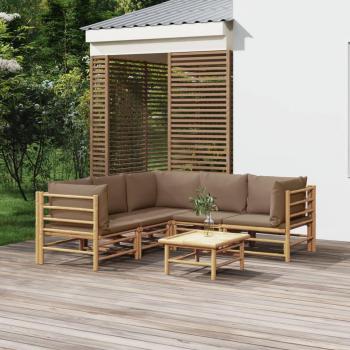 vidaXL 6-Piece Garden Lounge Set with Taupe Cushions and Bamboo Frame