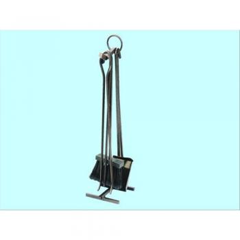 Set de Herramientas para Chimenea Primo 4 Piezas Negro con Soporte de Hierro Forjado
