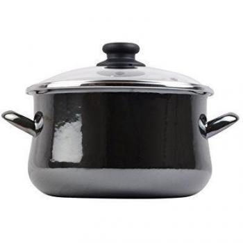 Magefesa Glass - Olla 20cm de Acero vitrificado Exterior Negro Cristal. Antiadherente bicapa Reforzado, Apta para Todo Tipo de cocinas, Especial inducción. 50% de Ahorro energético.