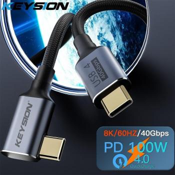 Cable de datos USB 4.0 KEYSION 40 Gbps Tipo C a Tipo C Thunderbolt 3 8K@60Hz PD 100W 5A para MacBook Pro 0.5m negro