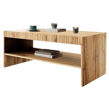 Mesa de centro angular Charlotte J102, aglomerado laminado Wotan roble, 120 x 57 x 51 cm